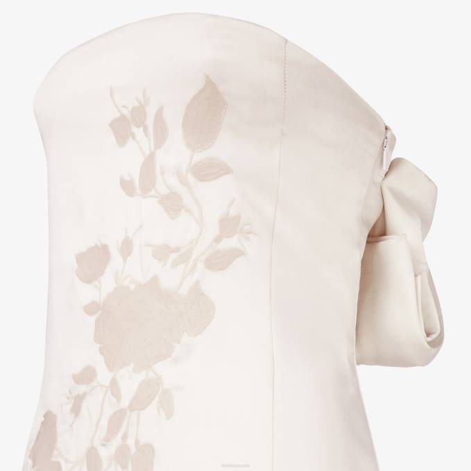 Women Silk Dress Beige Fendi Apparel 6RHH1135