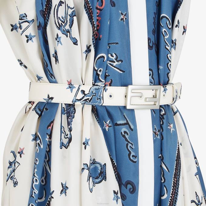 Women Silk Dress Blue Fendi Apparel 6RHH1039