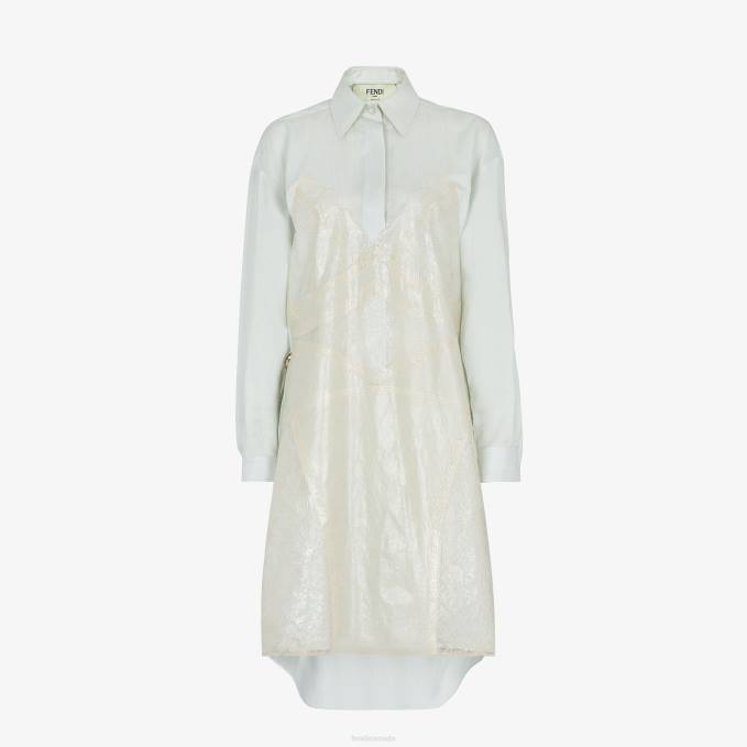 Women Silk Dress Light blue Fendi Apparel 6RHH965