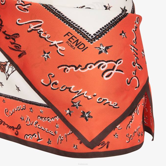 Women Silk Dress Orange Fendi Apparel 6RHH989