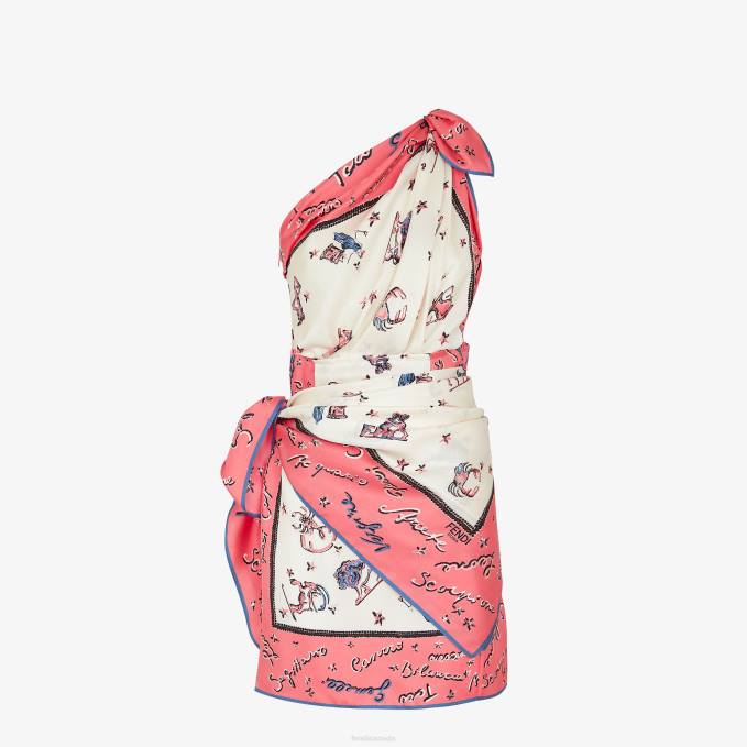 Women Silk Dress Pink Fendi Apparel 6RHH985