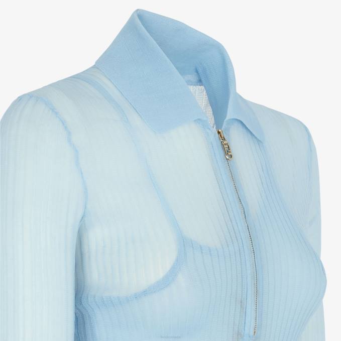 Women Silk Knit Dress Light blue Fendi Apparel 6RHH944