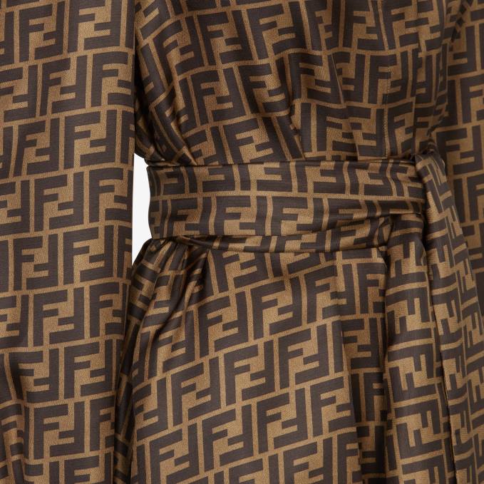 Women Twill Dress Brown Fendi Apparel 6RHH976