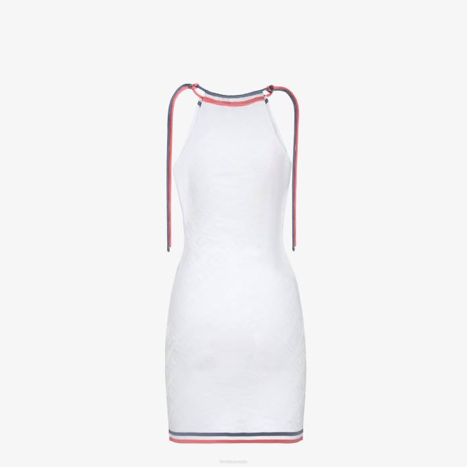 Women Viscose Dress White Fendi Apparel 6RHH1021