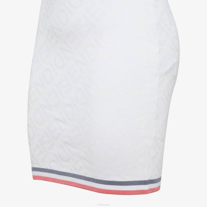 Women Viscose Dress White Fendi Apparel 6RHH1021
