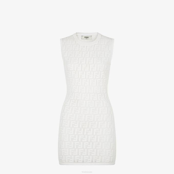 Women Viscose Dress White Fendi Apparel 6RHH1071