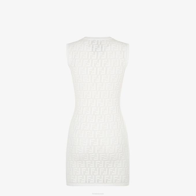 Women Viscose Dress White Fendi Apparel 6RHH1071