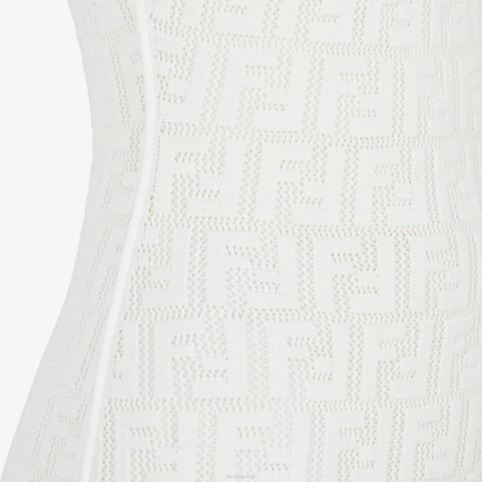 Women Viscose Dress White Fendi Apparel 6RHH1071