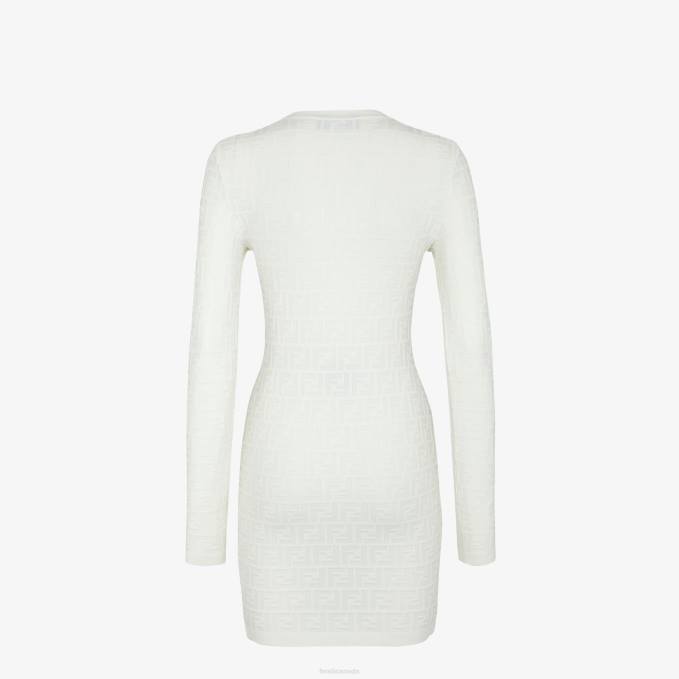 Women Viscose Dress White Fendi Apparel 6RHH980