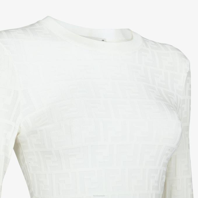 Women Viscose Dress White Fendi Apparel 6RHH980