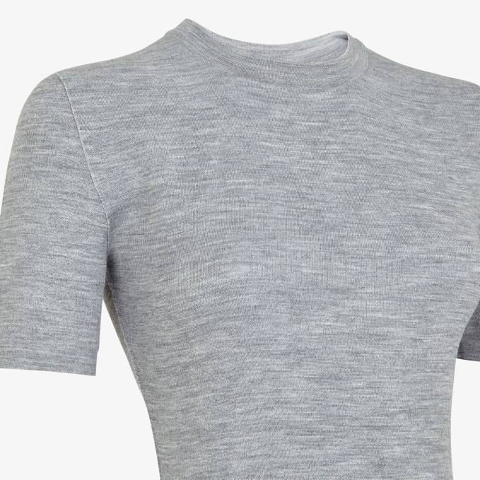 Women Wool Dress Gray Fendi Apparel 6RHH1117