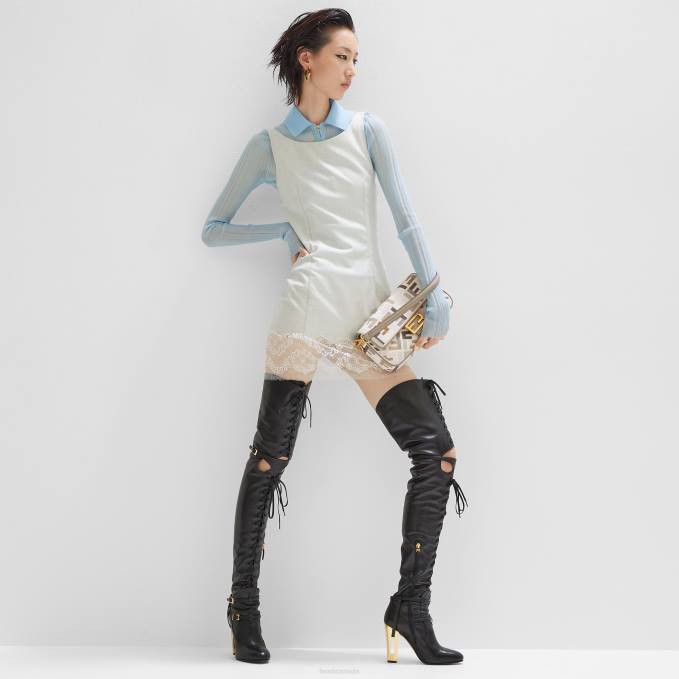 Women Wool Dress White Fendi Apparel 6RHH940