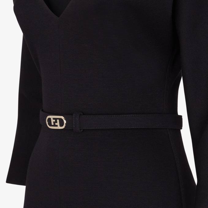 Women Wool Jersey Dress Black Fendi Apparel 6RHH1072