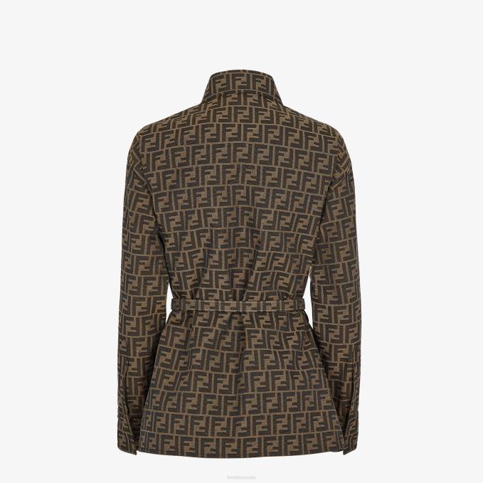 Women Canvas Go-To Jacket Brown Fendi Apparel 6RHH974