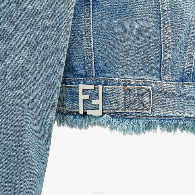 Women Denim Jacket Blue Fendi Apparel 6RHH1092