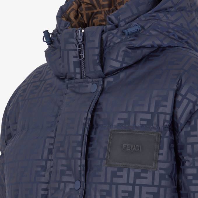 Women FF Tech Fabric Down Jacket Blue Fendi Apparel 6RHH1177