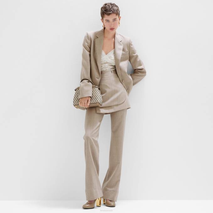 Women Flannel Blazer Beige Fendi Apparel 6RHH949