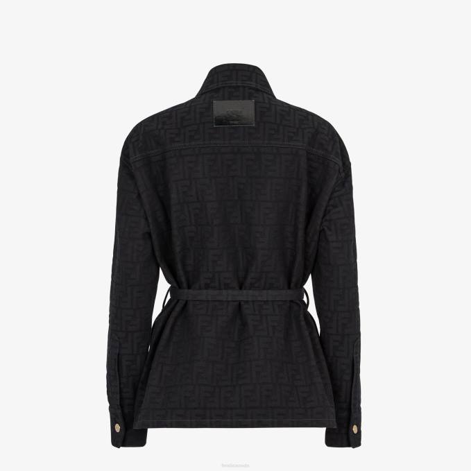 Women Go-To Jacket In Jacquard Denim Blue Fendi Apparel 6RHH931