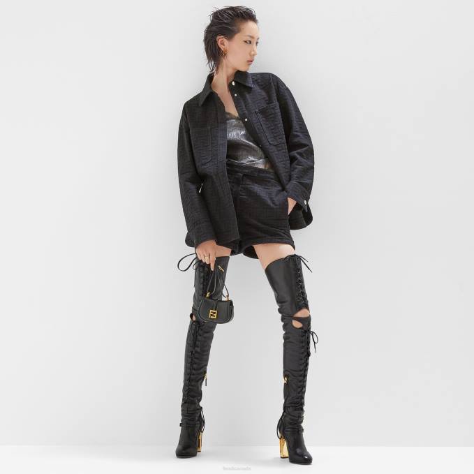 Women Go-To Jacket In Jacquard Denim Blue Fendi Apparel 6RHH931