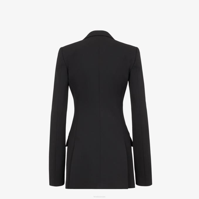 Women Grain De Poudre Jacket Black Fendi Apparel 6RHH1238