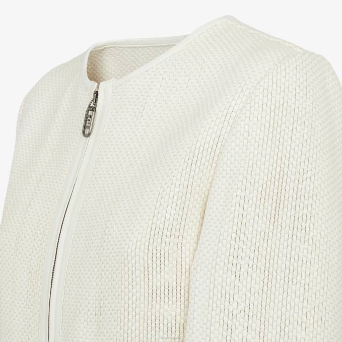 Women Interwoven Leather Jacket White Fendi Apparel 6RHH1138