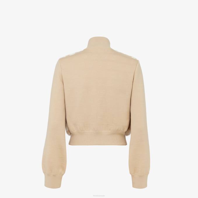 Women Mink Bomber Beige Fendi Apparel 6RHH1137