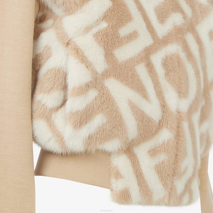 Women Mink Bomber Beige Fendi Apparel 6RHH1137