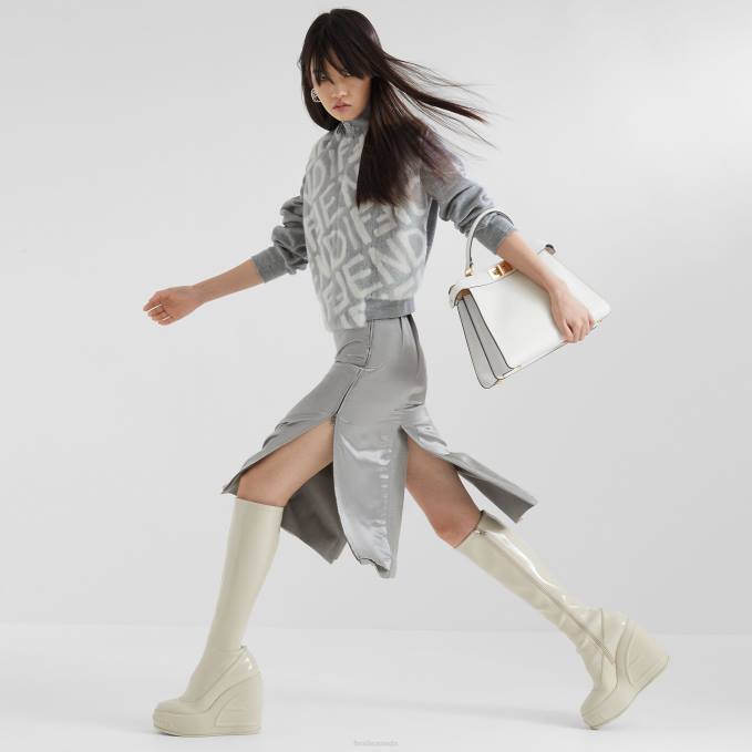 Women Mink Bomber Jacket Gray Fendi Apparel 6RHH1158