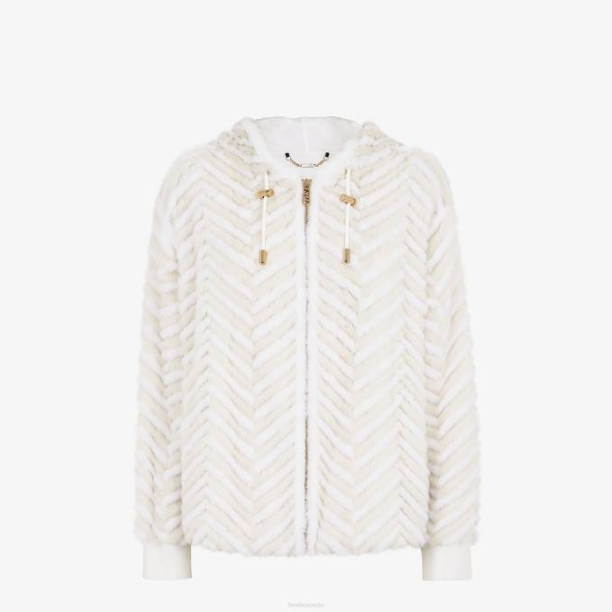 Women Mink Jacket White Fendi Apparel 6RHH986