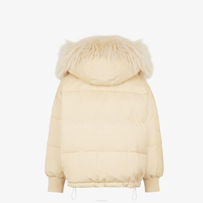 Women Nylon Down Jacket White Fendi Apparel 6RHH1242