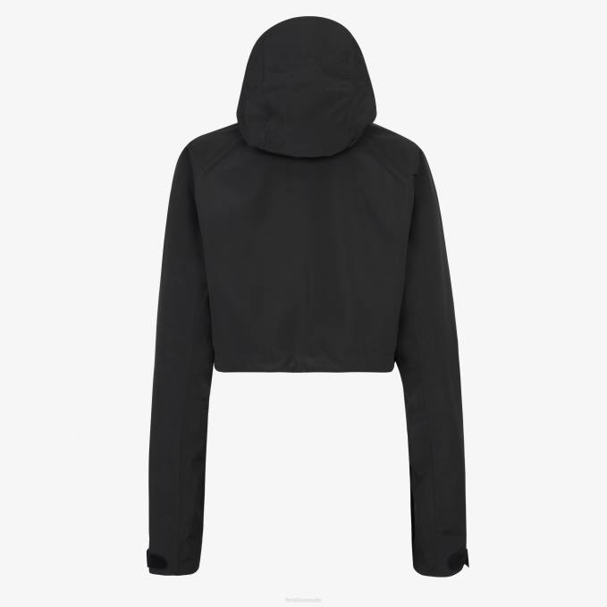 Women Nylon Windbreaker Jacket Black Fendi Apparel 6RHH1097