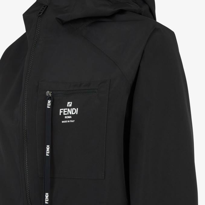 Women Nylon Windbreaker Jacket Black Fendi Apparel 6RHH1097