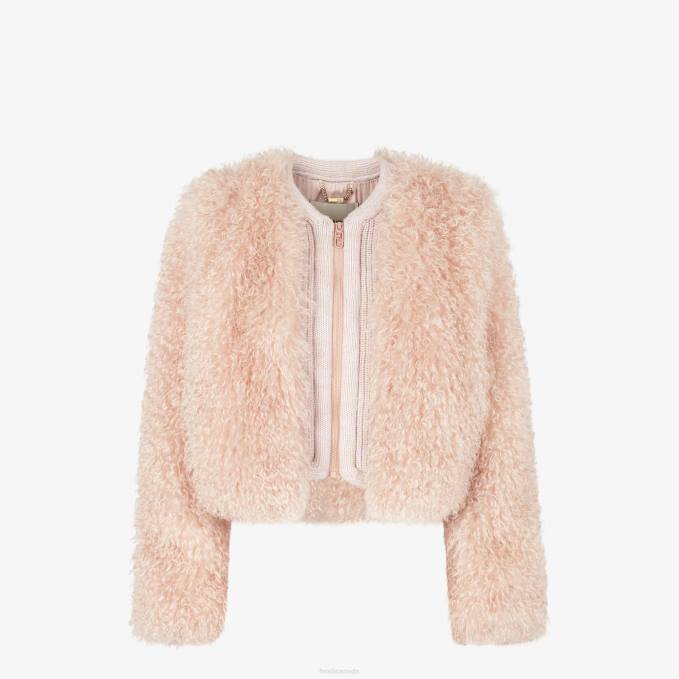 Women Pale Mohair Jacket Pink Fendi Apparel 6RHH1227