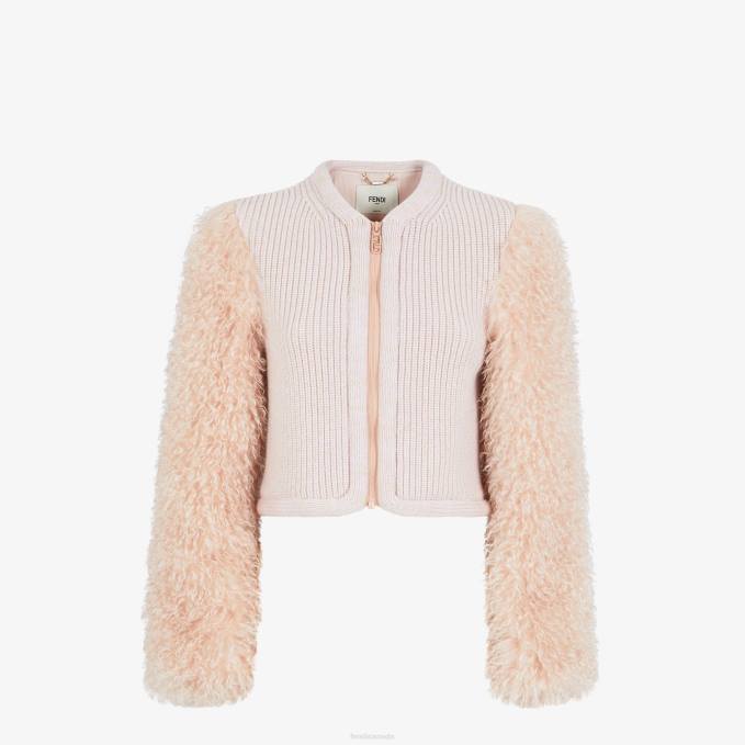 Women Pale Mohair Jacket Pink Fendi Apparel 6RHH1227