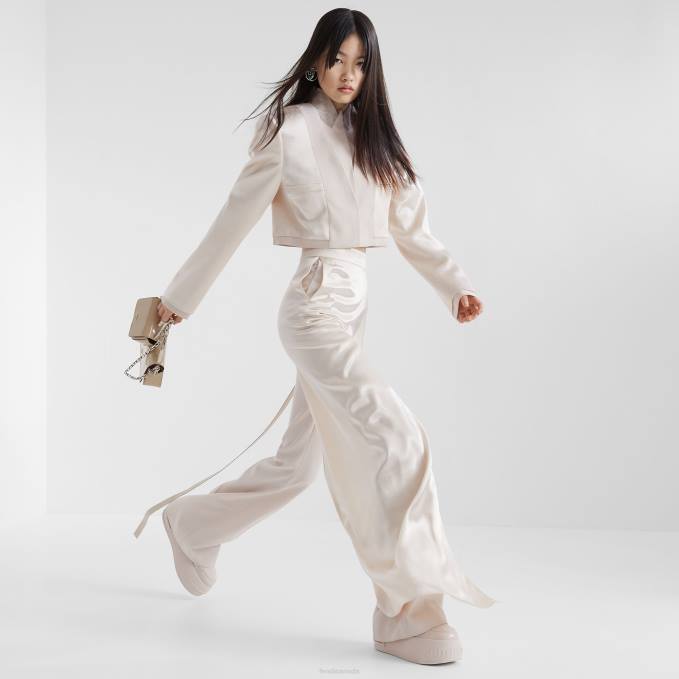 Women Satin And Wool Gabardine Jacket Beige Fendi Apparel 6RHH1121