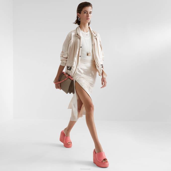 Women Satin Blouson Beige Fendi Apparel 6RHH1066