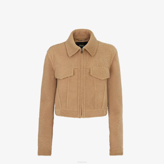 Women Shearling Jacket Beige Fendi Apparel 6RHH1091