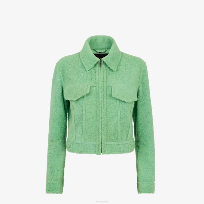 Women Shearling Jacket Green Fendi Apparel 6RHH1094