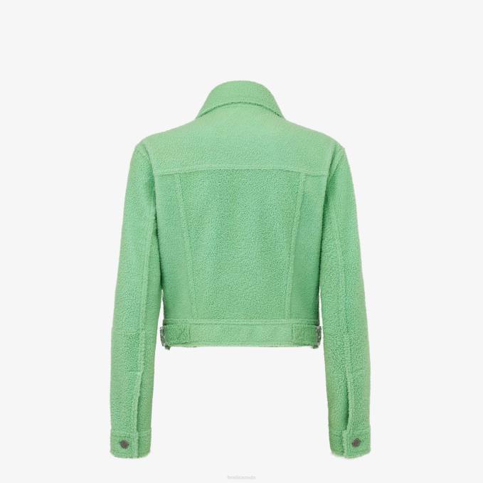 Women Shearling Jacket Green Fendi Apparel 6RHH1094