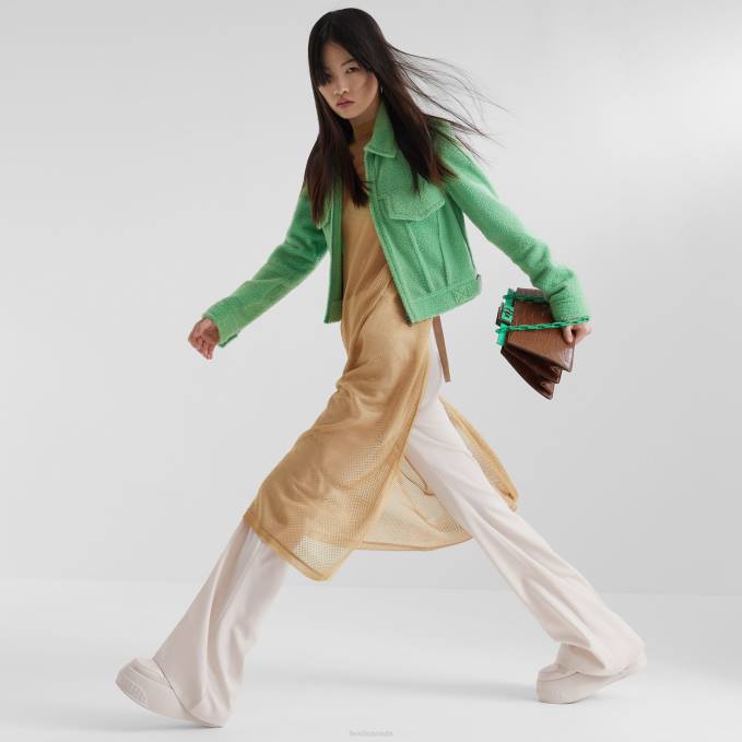 Women Shearling Jacket Green Fendi Apparel 6RHH1094