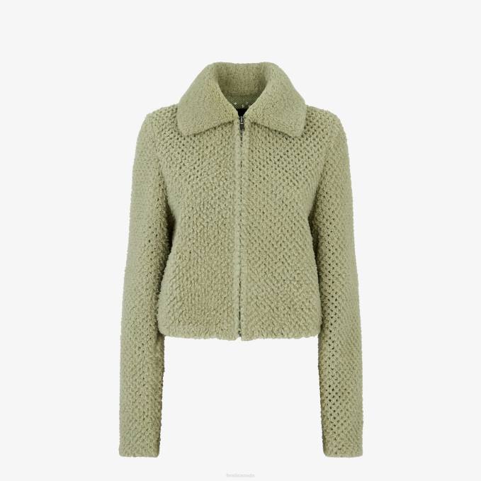 Women Shearling Jacket Green Fendi Apparel 6RHH1099