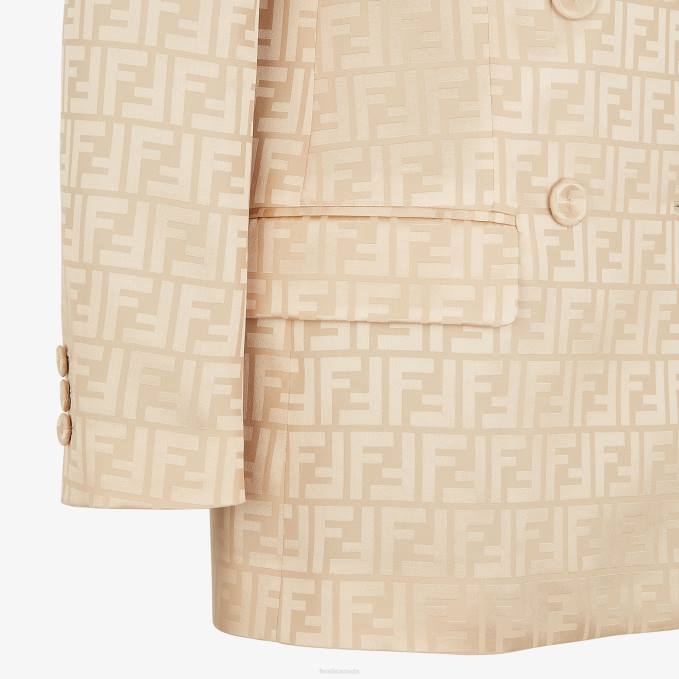 Women Silk Blazer Beige Fendi Apparel 6RHH967