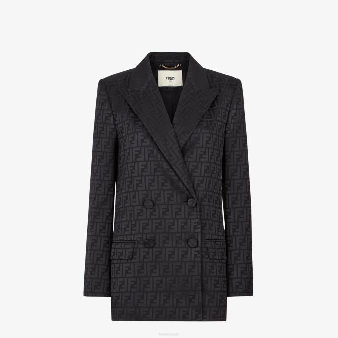Women Silk Jacket Black Fendi Apparel 6RHH1131