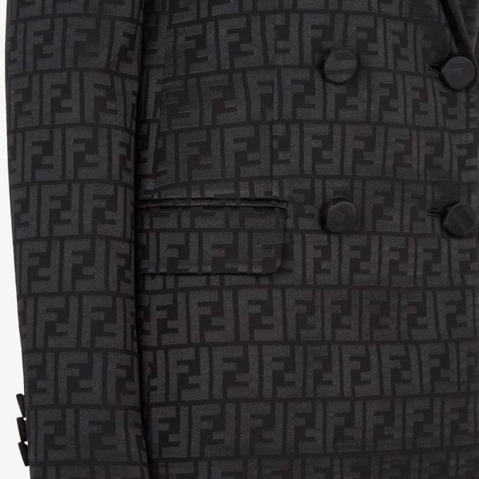 Women Silk Jacket Black Fendi Apparel 6RHH1131