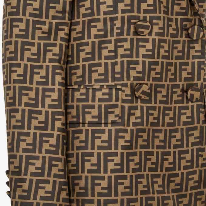 Women Silk Jacket Brown Fendi Apparel 6RHH1230