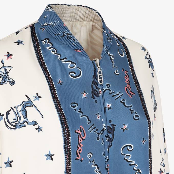 Women Silk Reversible Bomber Jacket Multicolor Fendi Apparel 6RHH1043