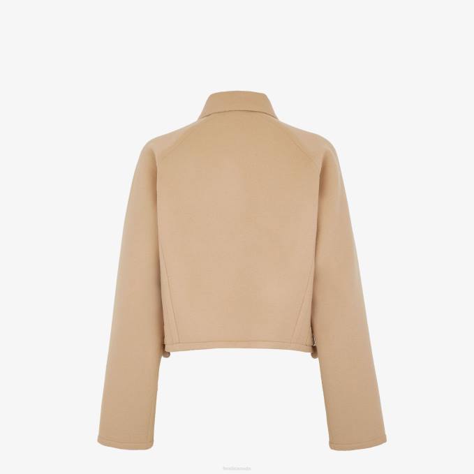 Women Wool And Mink Jacket Beige Fendi Apparel 6RHH1247