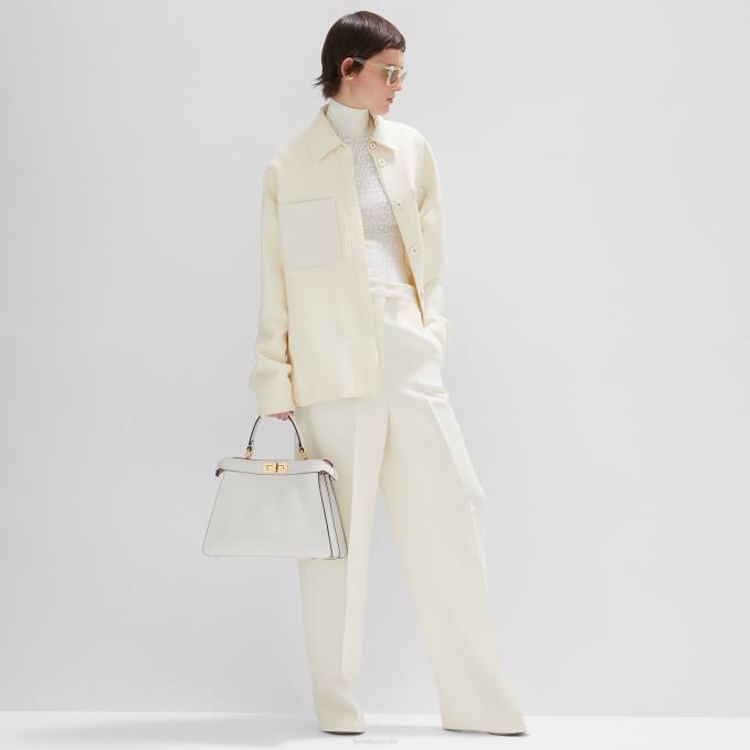 Women Wool And Silk Go-To Jacket White Fendi Apparel 6RHH961