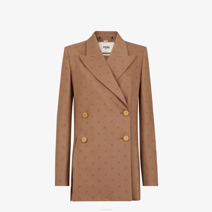 Women Wool Blazer Brown Fendi Apparel 6RHH1129