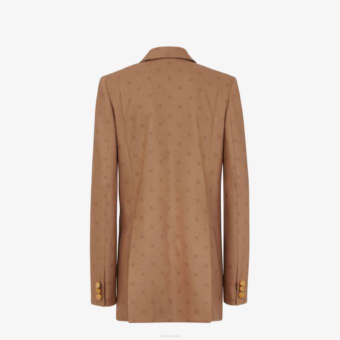 Women Wool Blazer Brown Fendi Apparel 6RHH1129